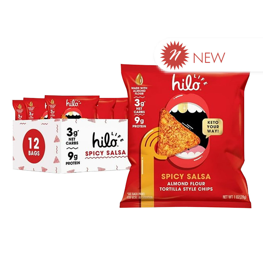 Hilo Life Spicy Salsa Almond Flour Tortilla Chips 1 Oz Bag