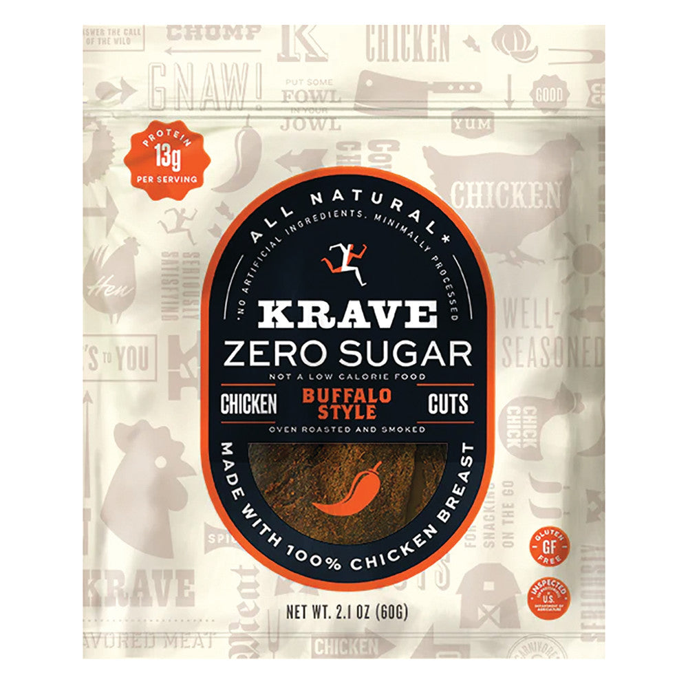 Wholesale Krave Zero Sugar Buffalo Style Chicken Jerky 2.1 Oz- Bulk