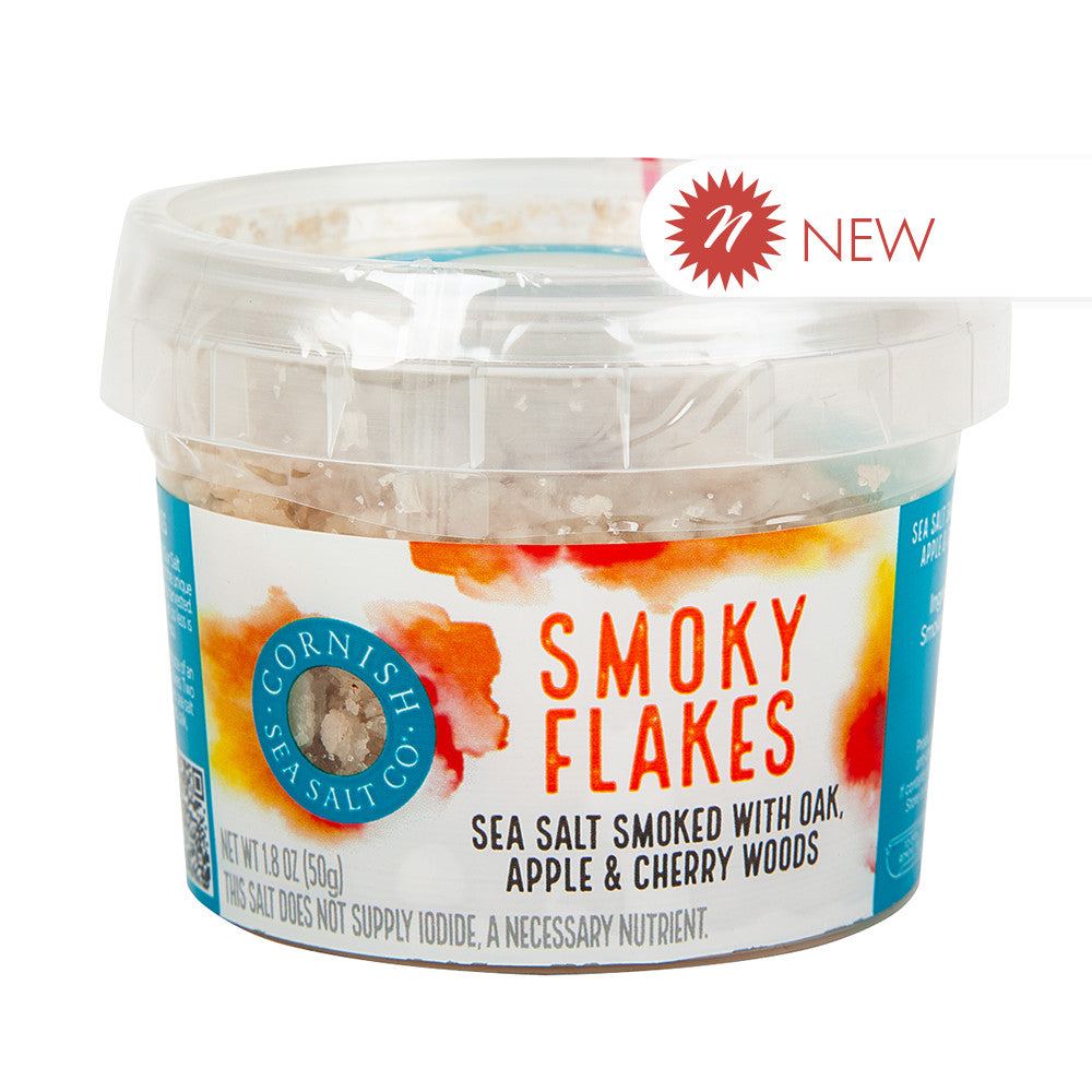 Wholesale Cornish Sea Salt Smoky Flakes 1.8 Oz Tub- Bulk