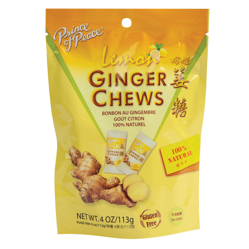 Wholesale Prince Of Peace Lemon Ginger Chews 4 Oz Pouch- Bulk