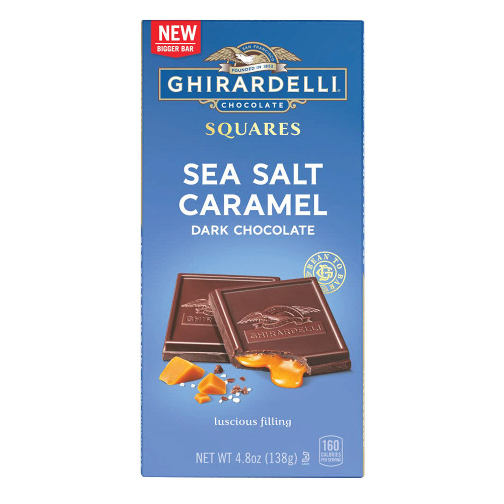 Wholesale Ghirardelli Squares Dark Chocolate Sea Salt Caramel Bar 4.8 Oz- Bulk