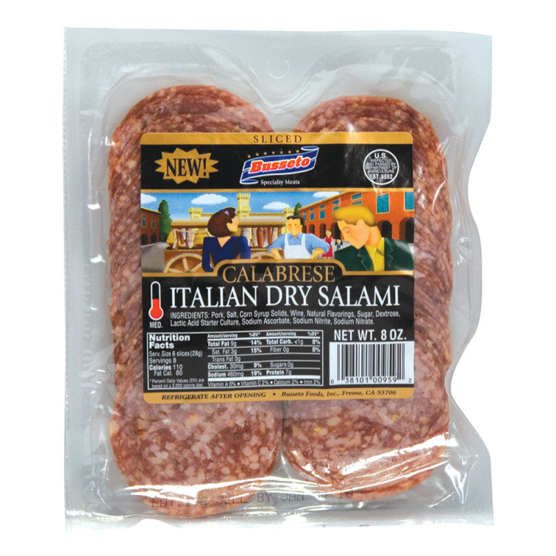 Wholesale Busseto Calabrese Sliced Italian Dry Salami 8 Oz Bulk