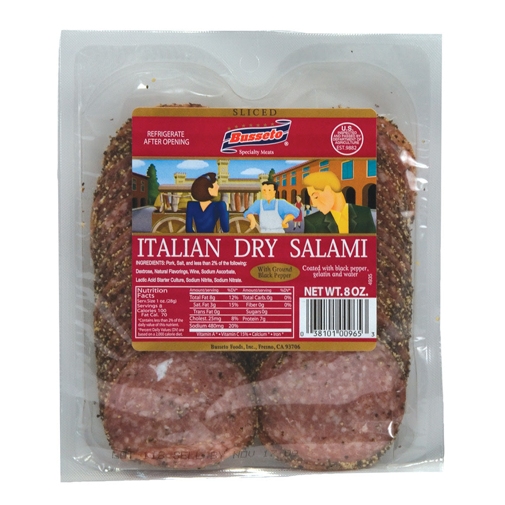 Wholesale Busseto Sliced Pepper Italian Dry Salami 8 Oz- Bulk