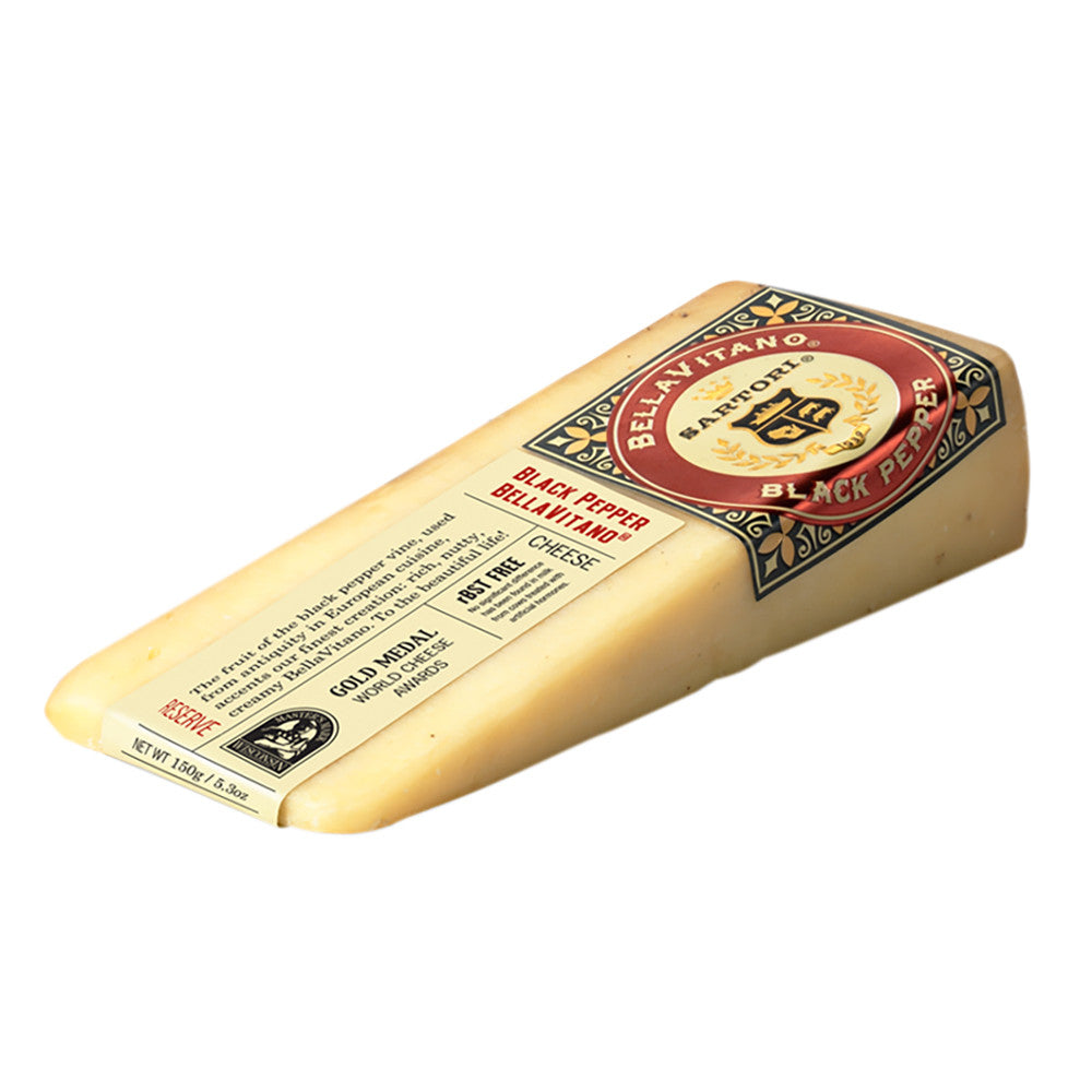 Wholesale Sartori Black Pepper Bellavitano Cheese 5.3 Oz Wedge- Bulk