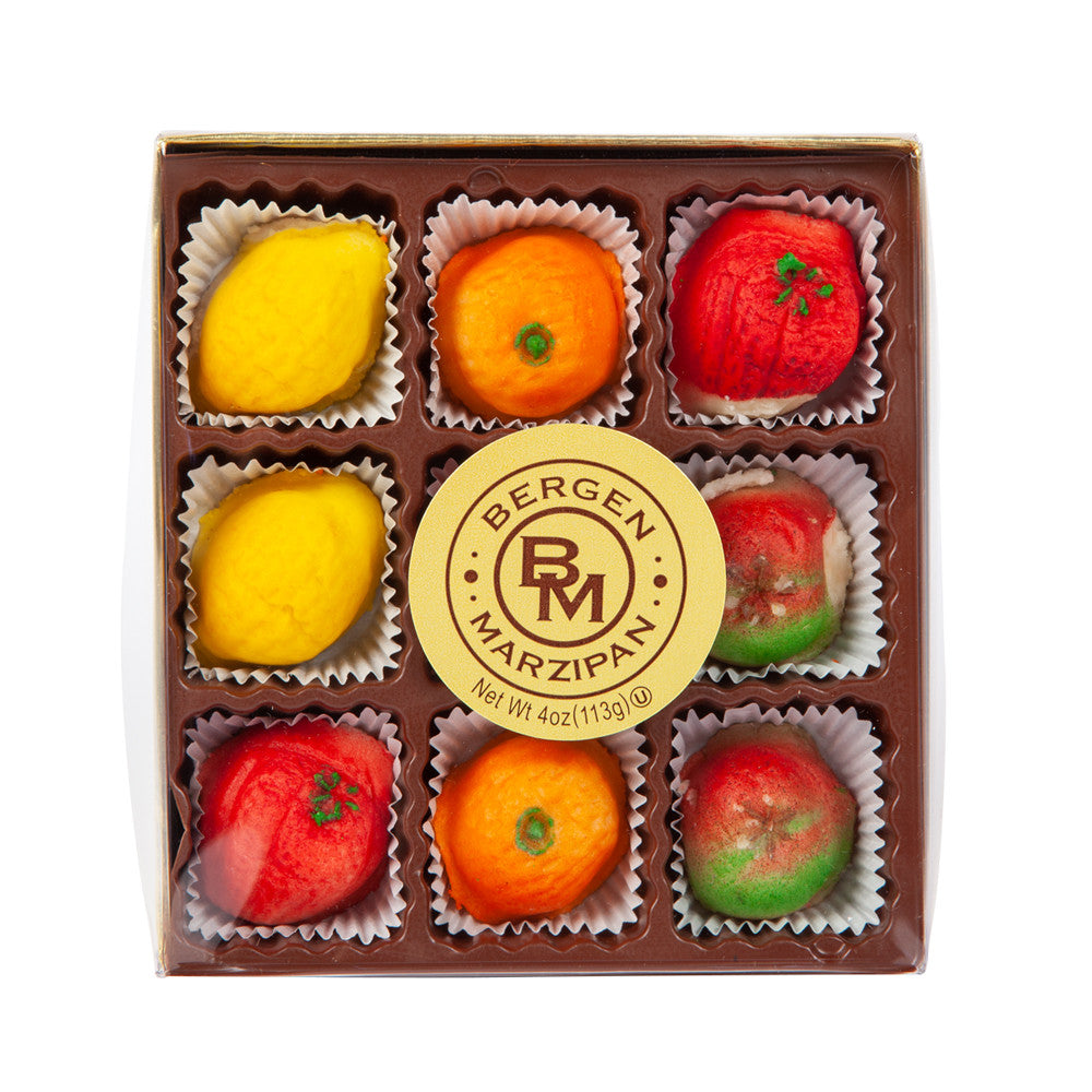Wholesale Bergen Marzipan Fruit Gold Box 9-Piece 4 Oz- Bulk