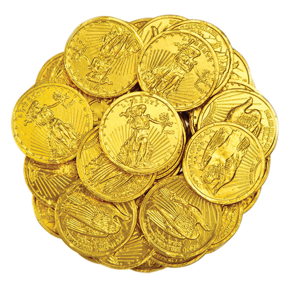 Wholesale Madelaine Milk Chocolate Foiled Medium Gold Coins- Bulk