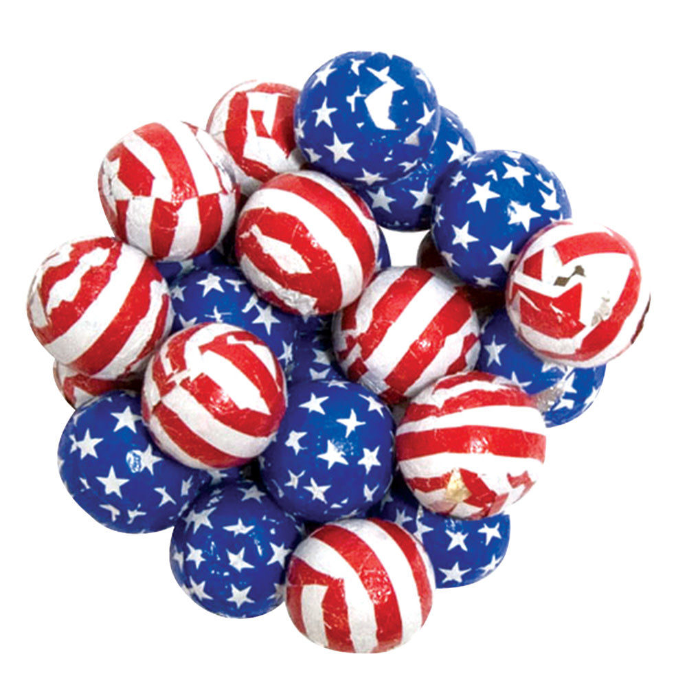 Wholesale Madelaine Milk Chocolate Foiled Stars And Stripes Balls- Bulk