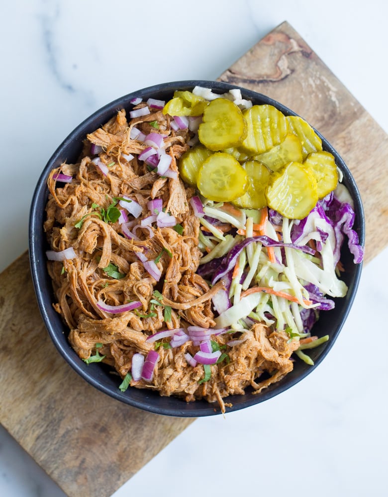 BBQ Pork Chickpea Slaw Bowl