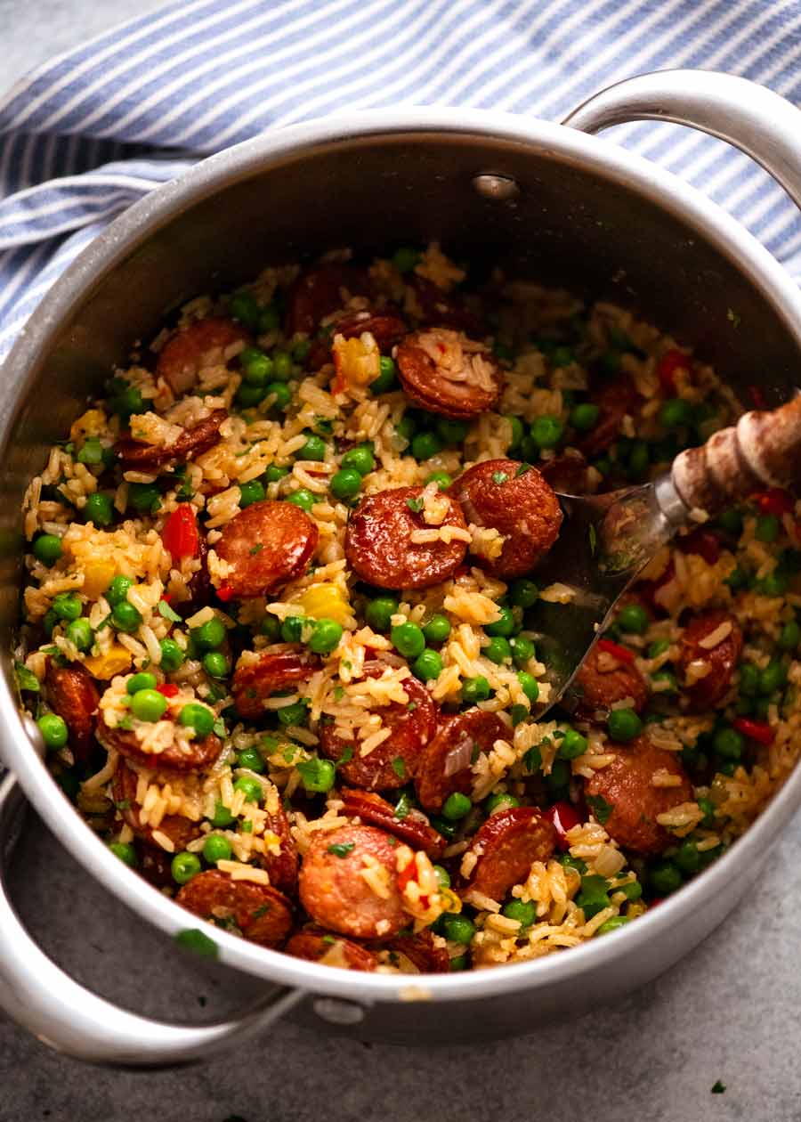 Salty Bacon and Sausage Rice Bowl