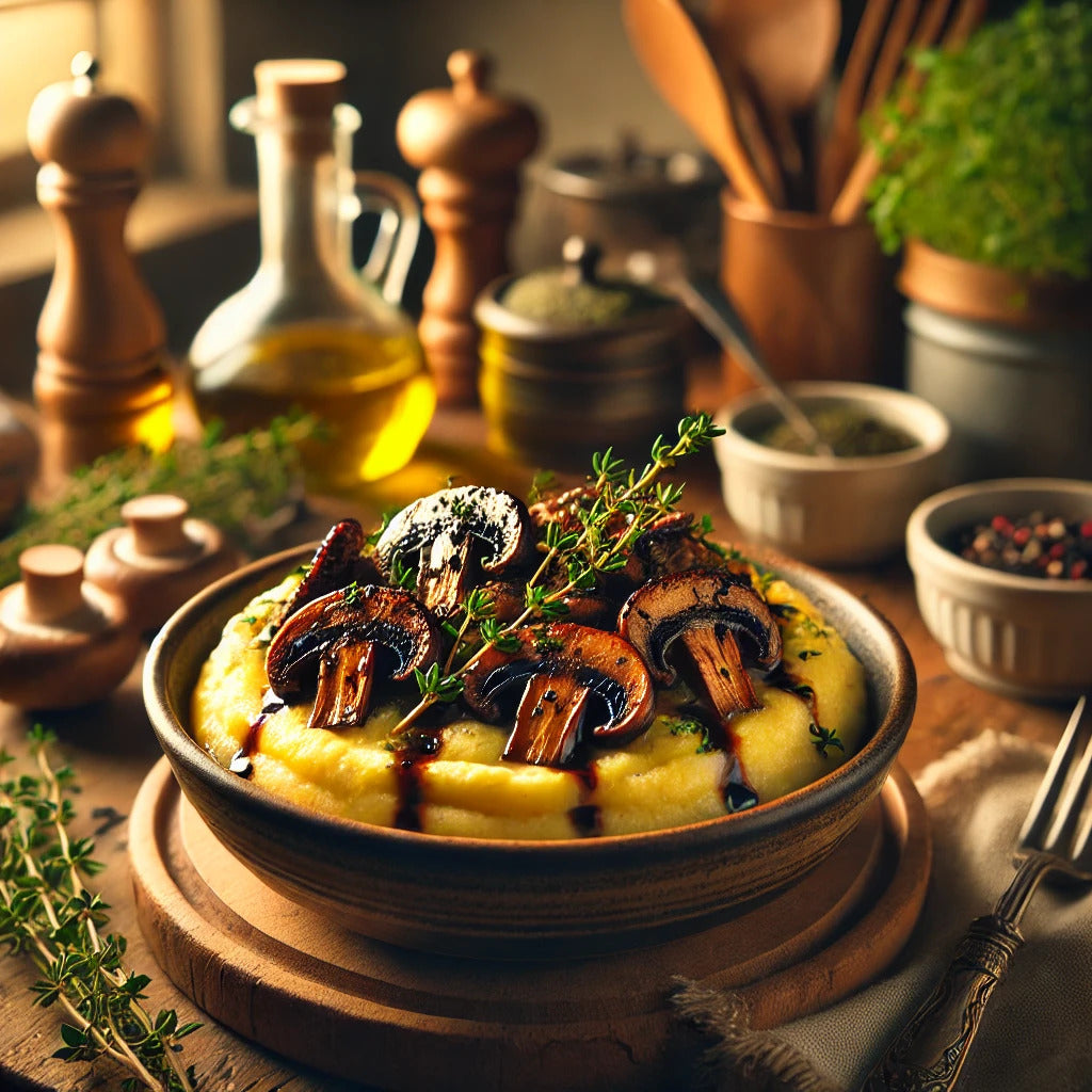 Creamy Polenta with Balsamic Roasted Mushrooms: A Comforting Delight