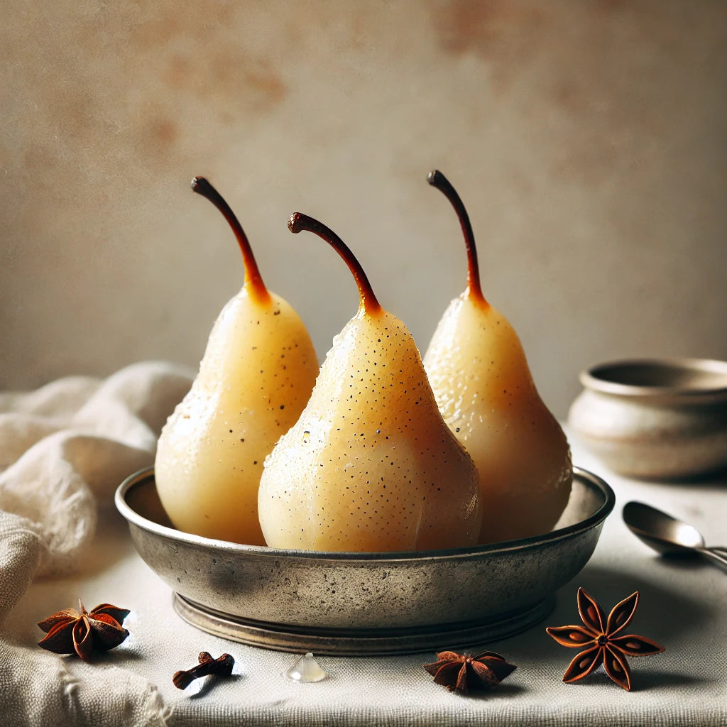 Poached Pears with Apricot Sauce