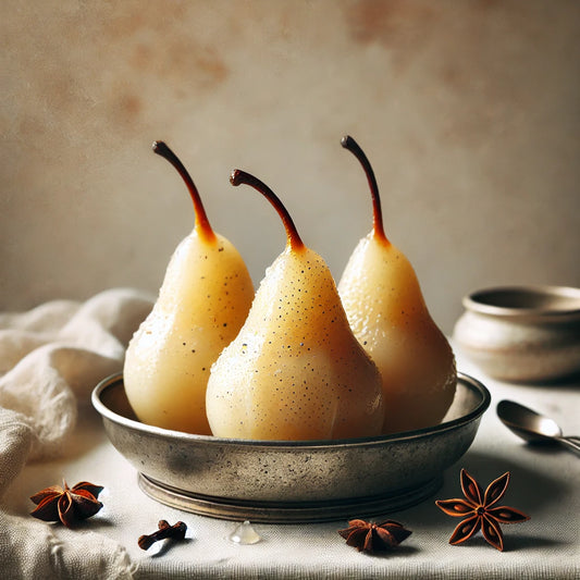 Poached Pears with Apricot Sauce