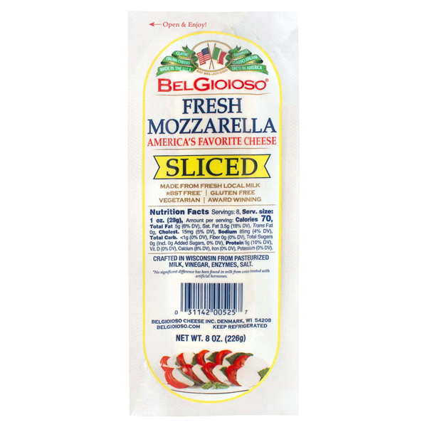 BelGioioso Fresh Mozzarella Pre-Sliced Specialty Cheese 16oz 8ct