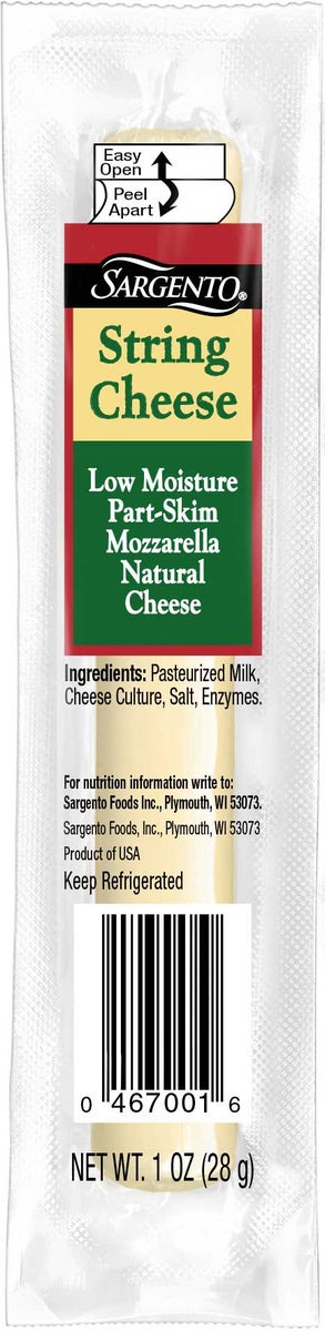 Sargento String Cheese Low Moisture Part-Skim Mozzarella Natural Cheese 1 Oz Pack