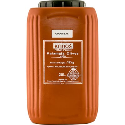 Wholesale Krinos Kalamata Olives Colossal 12Kg Keg-1 Ct Case Bulk