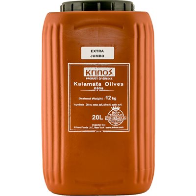 Krinos Kalamata Olives  Extra Jumbo 12Kg Keg