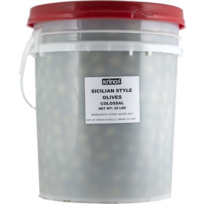 Wholesale Krinos California Sicilian Style Olives Colossal 28Lb Pail- Bulk