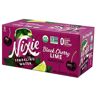 Nixie Organic Sparkling Water Black Cherry Lime 12 Oz 8 Ct