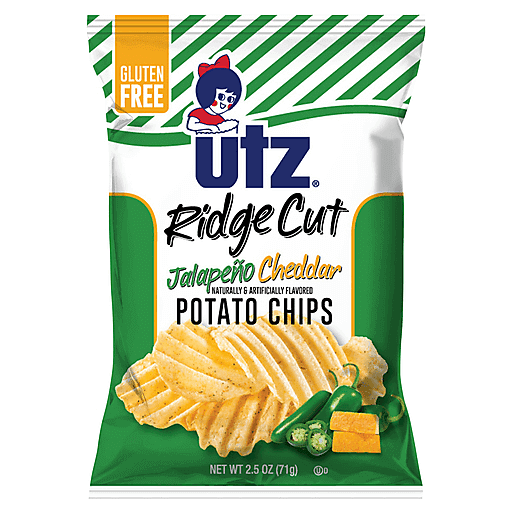 Utz Bacon Cheddar or Jalapeno Cheddar Ridge Cut Potato Chips 2.5 Oz