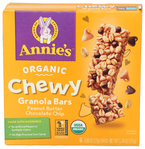 Annie's Homegrown Organic Chewy Granola Bars Peanut Butter Chocolate 5.34oz 12ct