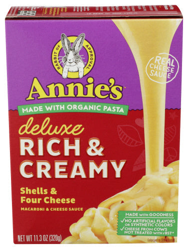 Annie's Deluxe Rich & Creamy Shells & Four Macaroni & Cheese Sauce 11.3oz 12ct