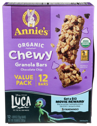 Annie s Organic Chewy Granola Bars Chocolate Chip 10.68oz 6ct