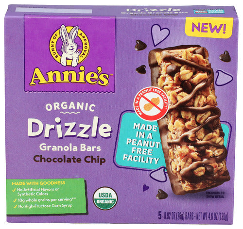 Annies Organic Drizzle Chocolate Dip Granola Bar 4.6oz 12ct