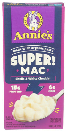 Annie s Super! Mac Protein Macaroni And Cheese Dinner Shells & White Cheddar 6oz 12ct