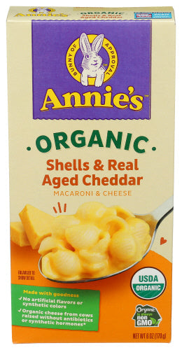Annie's Homegrown Organic Macaroni & Cheese Shells Real Aged Cheddar 6oz 12ct