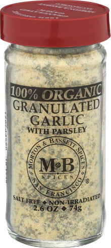 Wholesale Morton & Bassett Organic Granulated Garlic With Parsley 2.6oz Shaker- Bulk