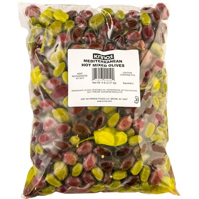 Krinos Mediterranean Hot Mixed Olives 5Lb Bag