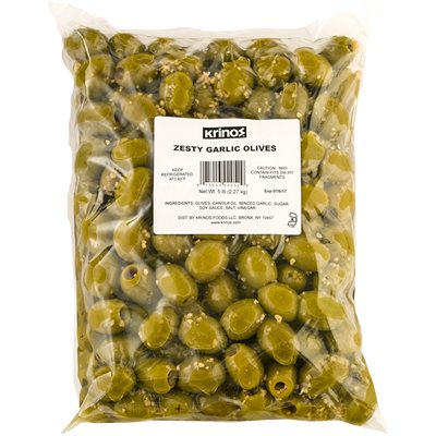 Wholesale Krinos Zesty Garlic Olives 5Lb Bag-2 Ct Case Bulk