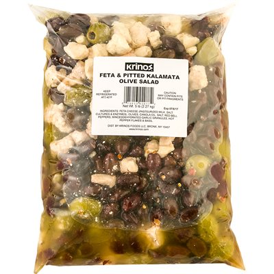 Wholesale Krinos Pitted Kalamata Olives & Feta Cheese 5Lb Bag- Bulk