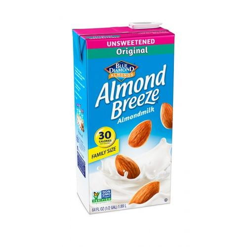 Blue Diamond Almond Breeze Dairy Free Almondmilk, Unsweetened Original, 64 oz Carton