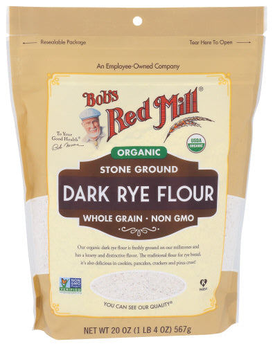 Bob's Red Mill, Organic Dark Rye Flour Whole Grain 20oz 4ct