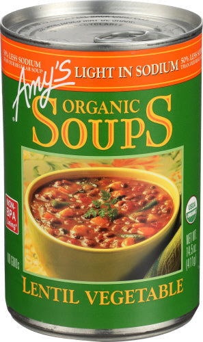 Amy's Kitchen Low Sodium Lentil Vegetable Soup 14.5oz 12ct