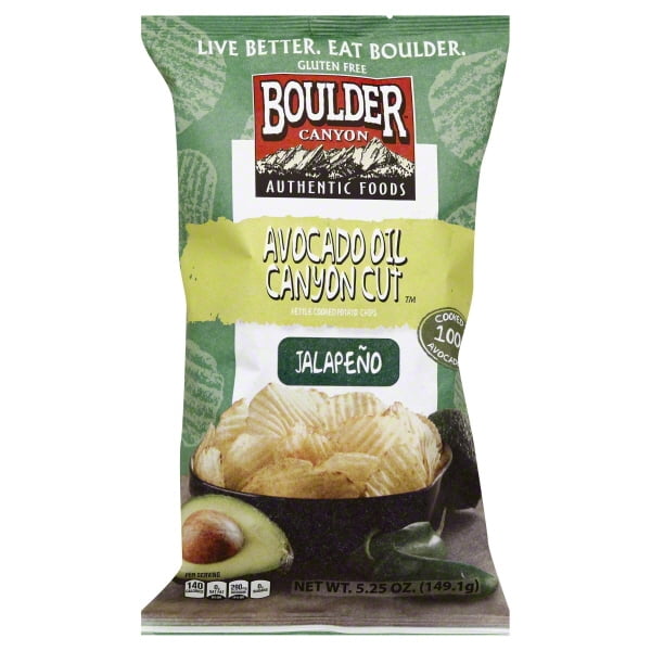 Boulder Canyon Authentic Foods Potato Chips Avocado Oil Canyon Cut Jalapeno 5.25 oz Bag