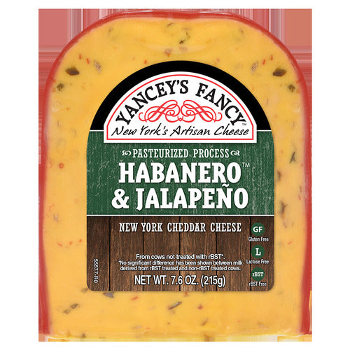 Yancey's Fancy Cheddar Cheese. Habanero & Jalapeno 7.6oz 10ct