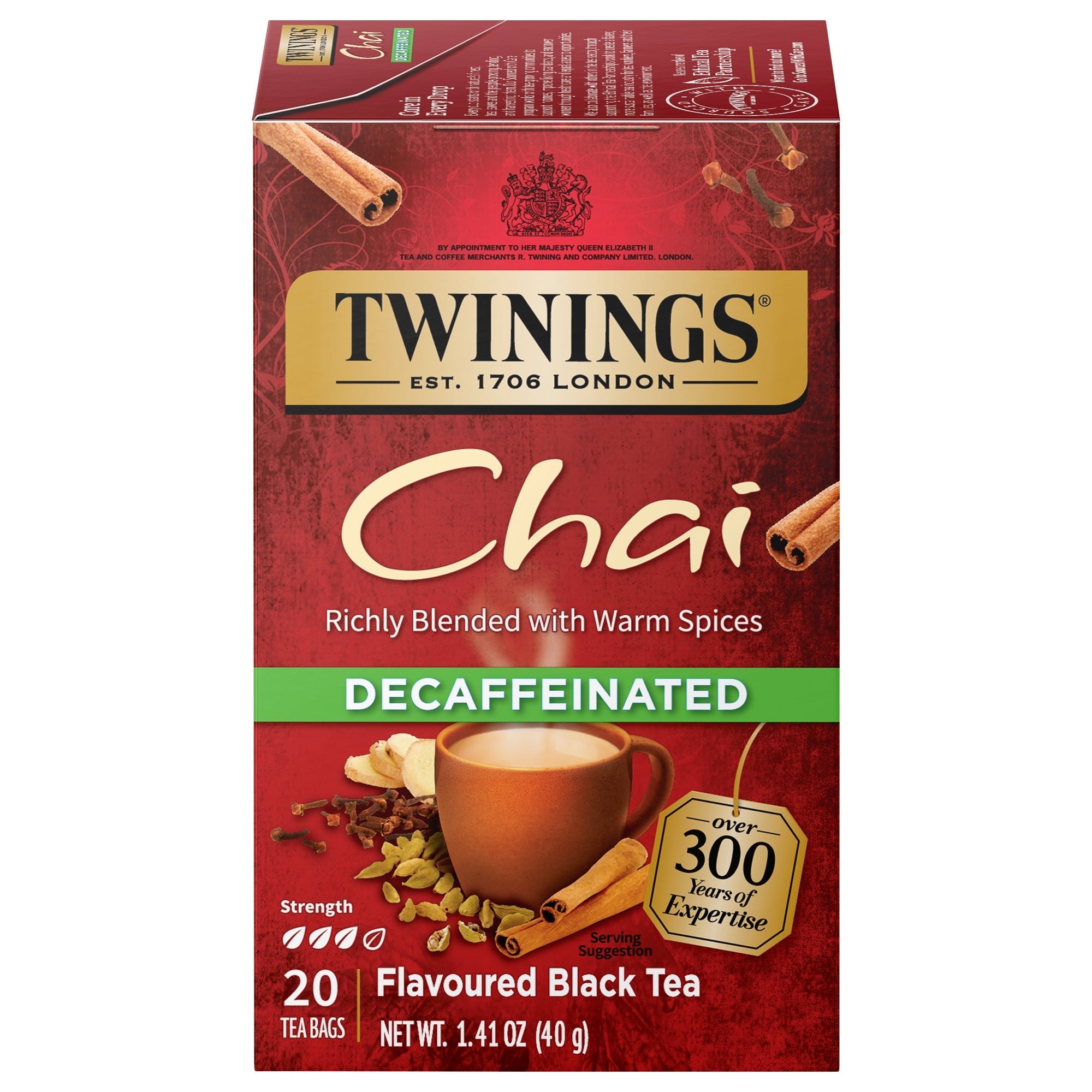 Twinings Black Tea Chai Decaffeinated Bags 1.41 Oz