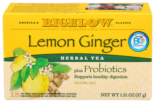Bigelow Lemon Ginger Herb Plus Probiotics tea 1.31oz 6ct