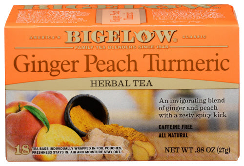 Bigelow Ginger Peach Turmeric Herbal Tea 0.98oz 6ct