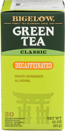 Wholesale Bigelow Green Tea Classic Decaffeinated 91oz 6ct- Bulk