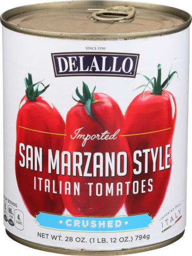 Wholesale Delallo Imported San Marzano Style Italian Crushed Tomatoes 28oz Can-32ct Case Bulk