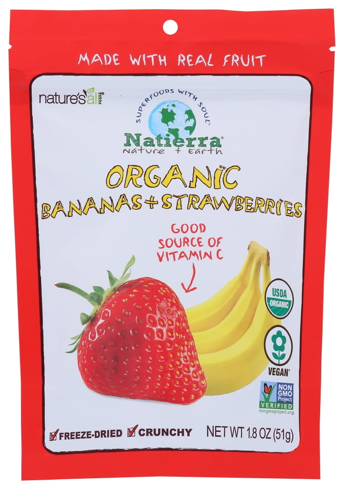 Natierra Organic Freeze-dried Bananas & Strawberries 1.8 Oz Pouch