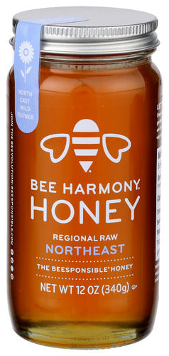 Bee Harmony Regional Raw Northeast Honey 12oz 6ct