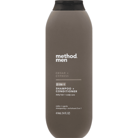Wholesale Method Men Shampoo & Conditioner 2 in 1 Cedar & Cypress 14 oz Bottle- Bulk