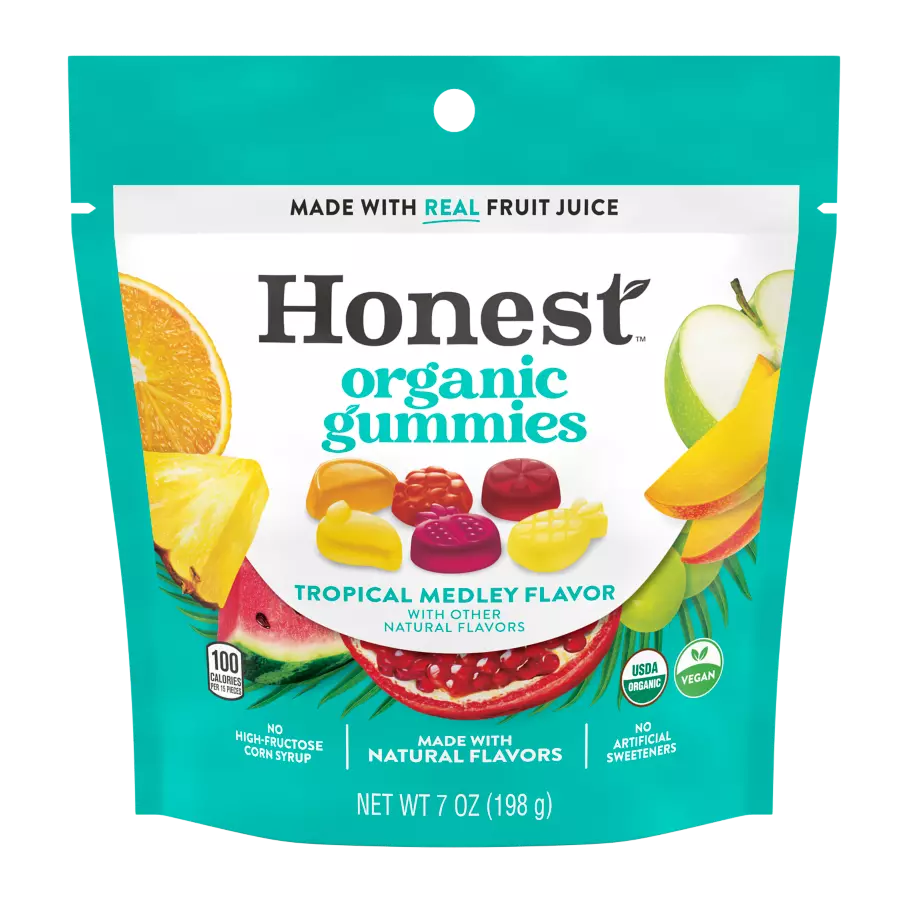 Honest Organic Gummies Tropical Medley Flavor Pouch 7 oz