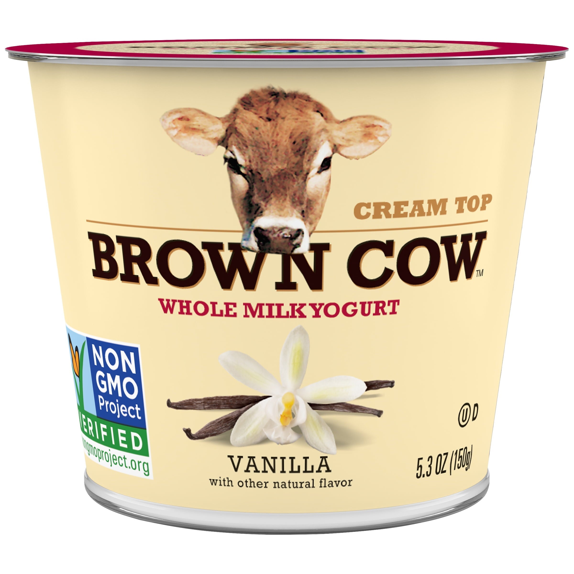 Brown Cow Cream Top Whole Milk Yogurt Vanilla 5.3 Oz Cup