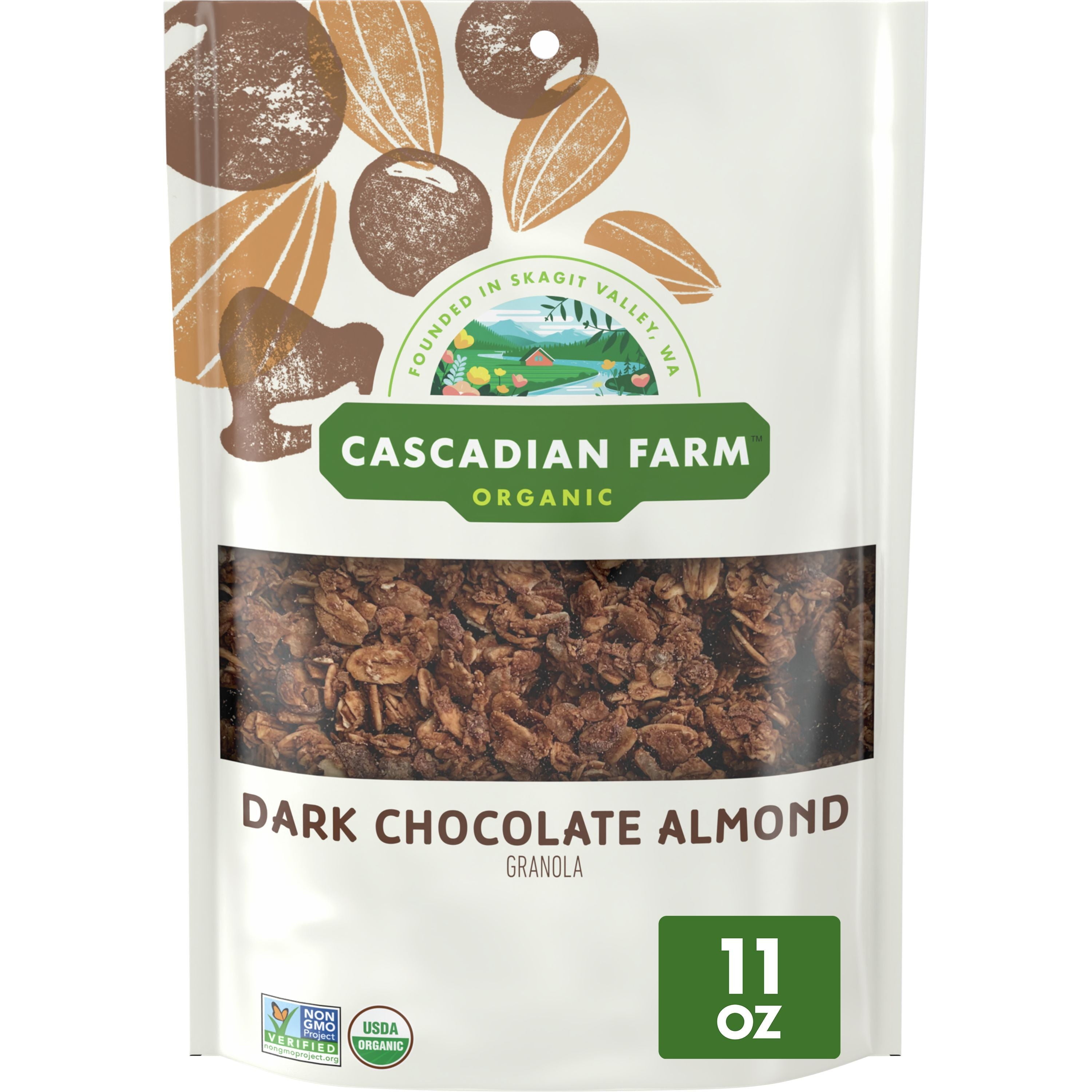 Cascadian Farm Organic Granola Dark Chocolate Almond Cereal Resealable 11 Oz Pouch