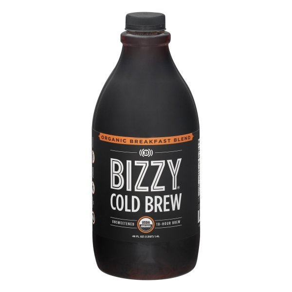 Bizzy Cold Brew Coffee Organic Breakfast Blend Unsweetened 48 oz Bottle